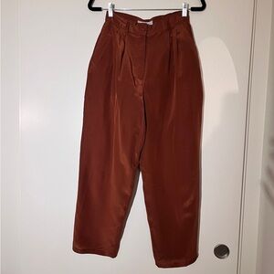 VINTAGE cinnamon color silk pleated trousers